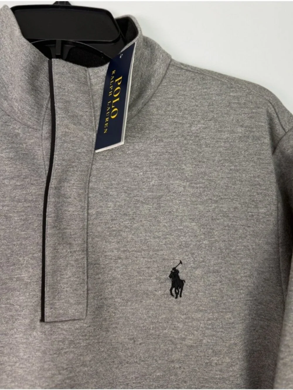 Polo Ralph Lauren Men Small Grey Heather Double Knit Mockneck Sweatshirt NWT
